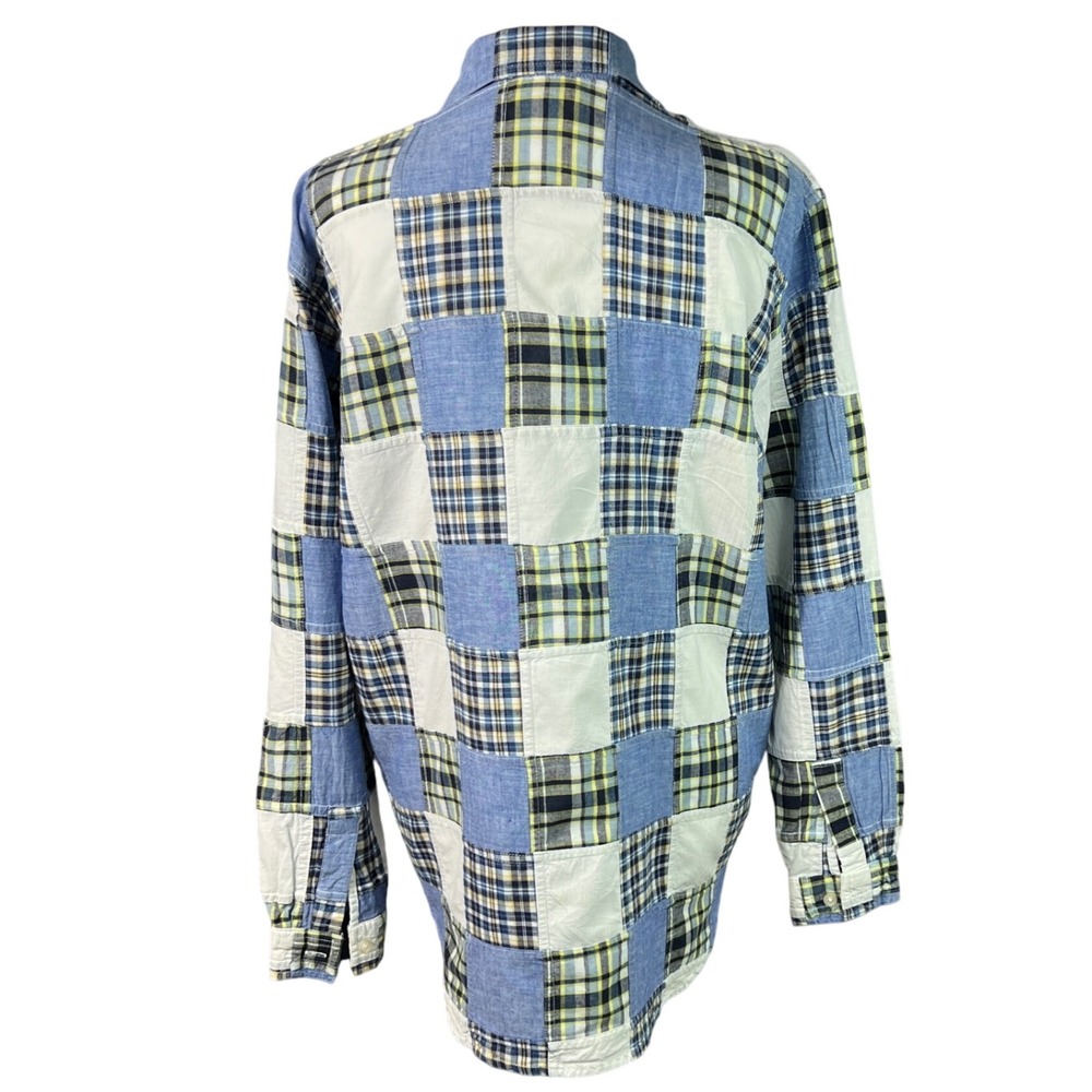 Vintage Marsh Landing Patchwork Plaid ButtonDown Shirt Long Sleeve Cotton Size M - Picture 2 of 9